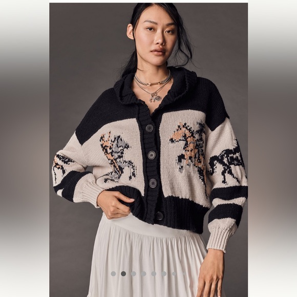 Anthropologie Sweaters - Anthropologie NWT Pilcro Horse Graphic Cardigan size L.